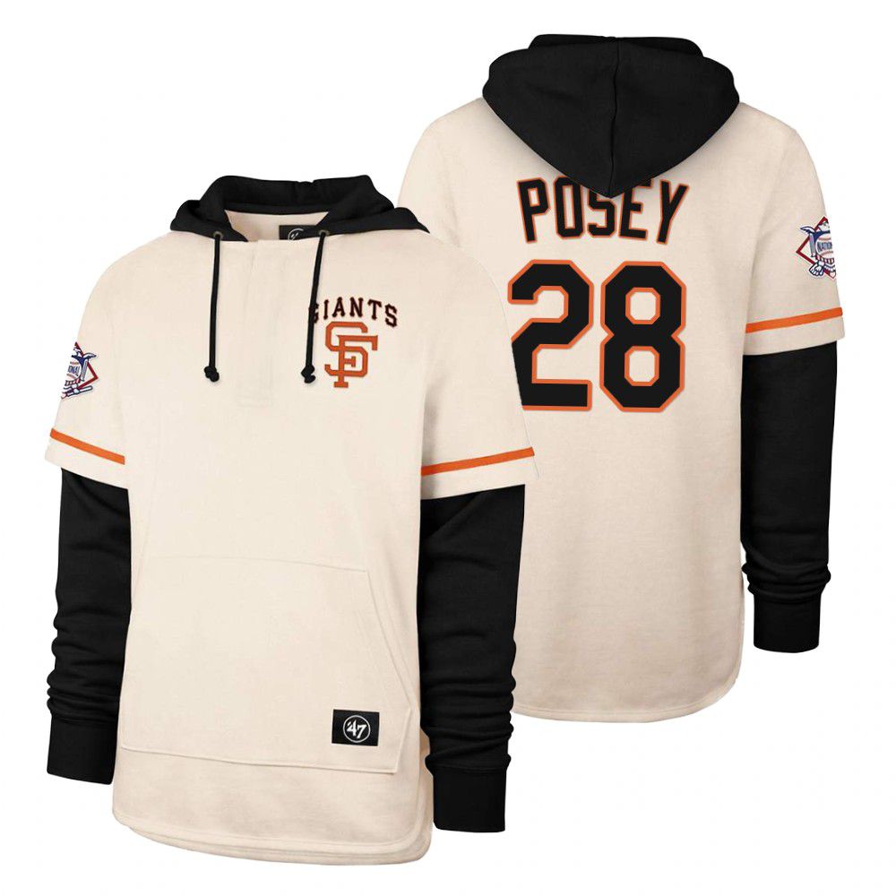 Men San Francisco Giants #28 Posey Cream 2021 Pullover Hoodie MLB Jersey